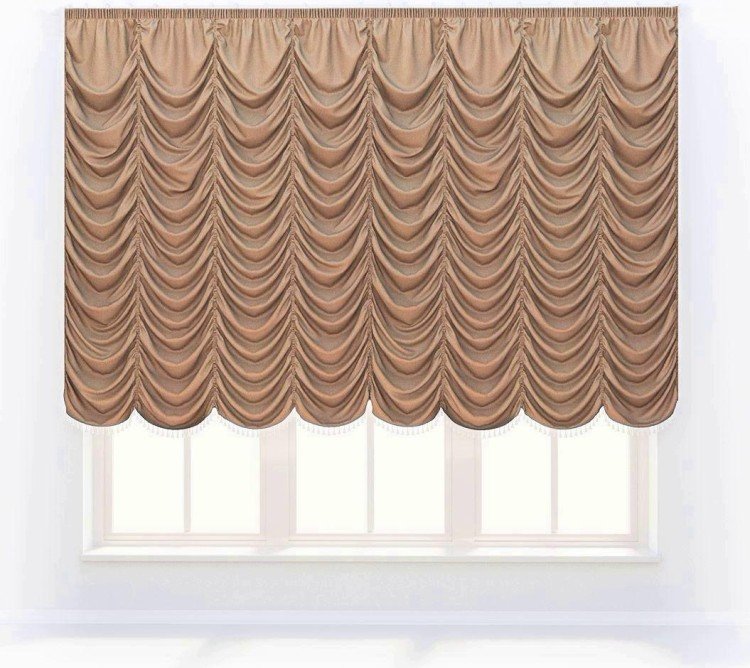 Французская штора «Кортин», ткань вельвет светло-коричневый