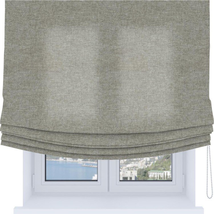 Римская штора Soft с мягкими складками, ткань лён кашемир серый