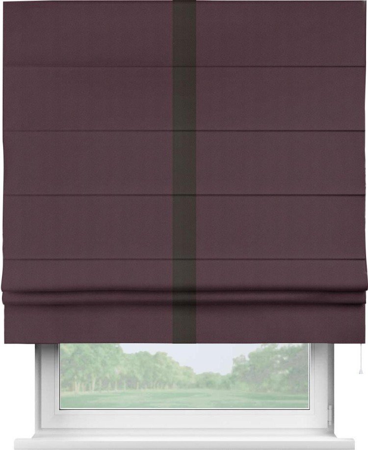 Римская штора «Кортин» с кантом Хайвэй, для проема, ткань блэкаут однотонный цвет сиреневый